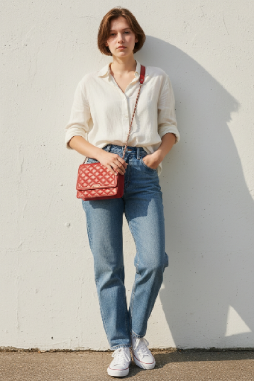 Classic Quilted Flapped Leather Sling Bag