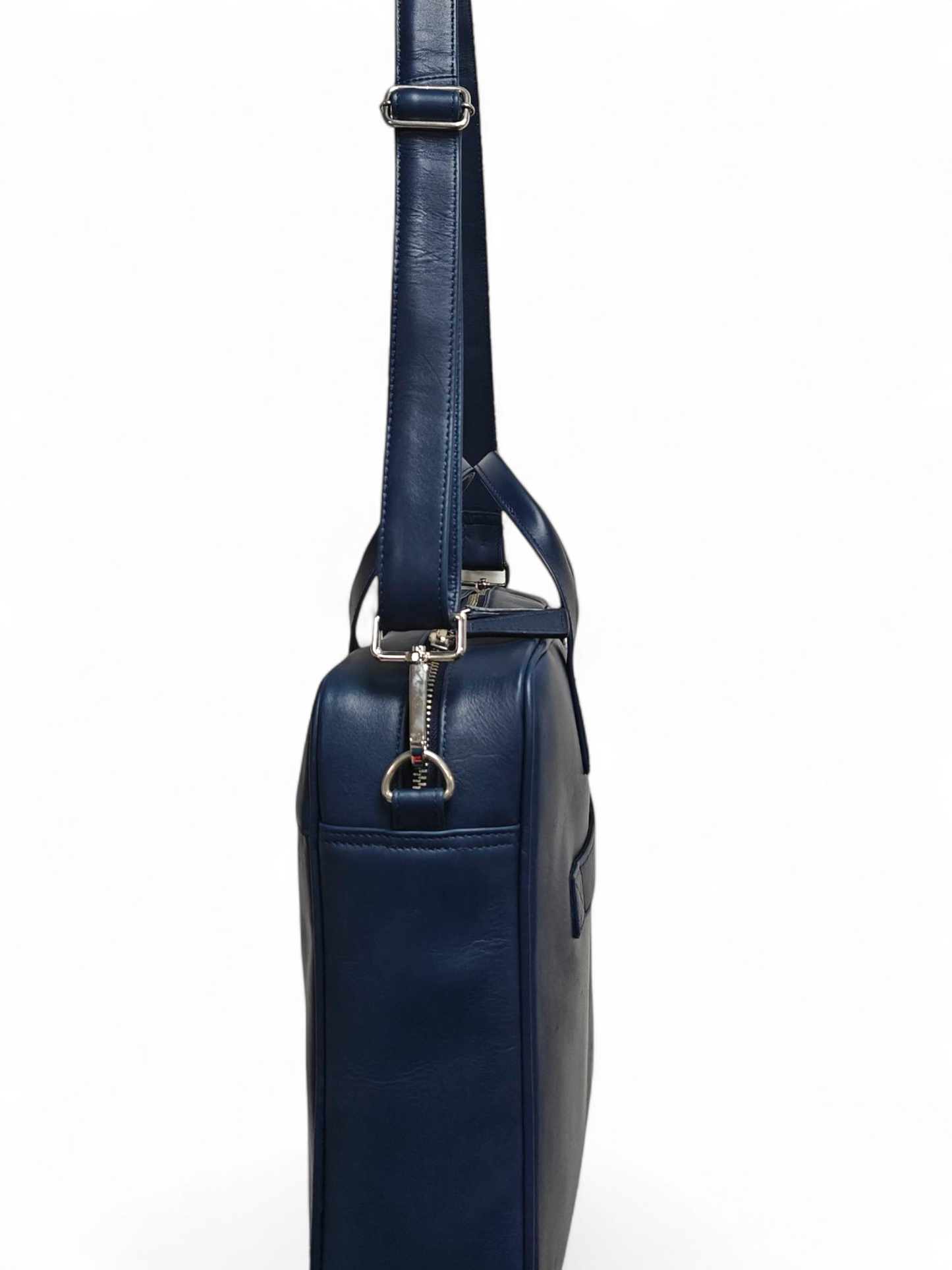Leather Laptop Bag Navy Blue