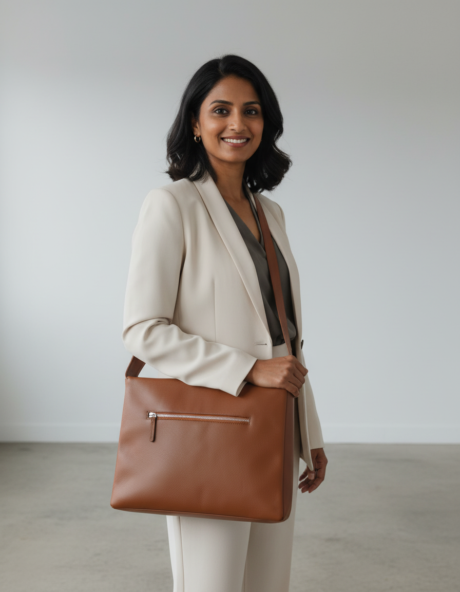 Leather Crossbody Laptop Bag