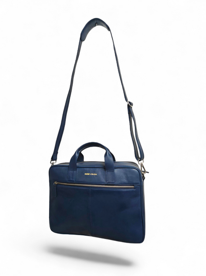 Leather Laptop Bag Navy Blue
