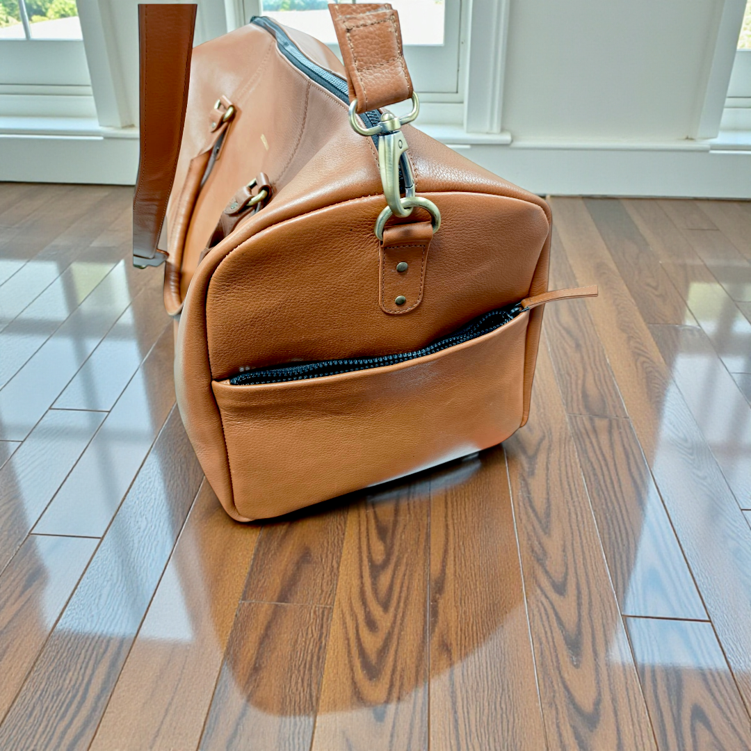 Leather Tan Duffle Bag