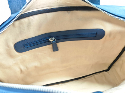 Leather Laptop Bag Navy Blue