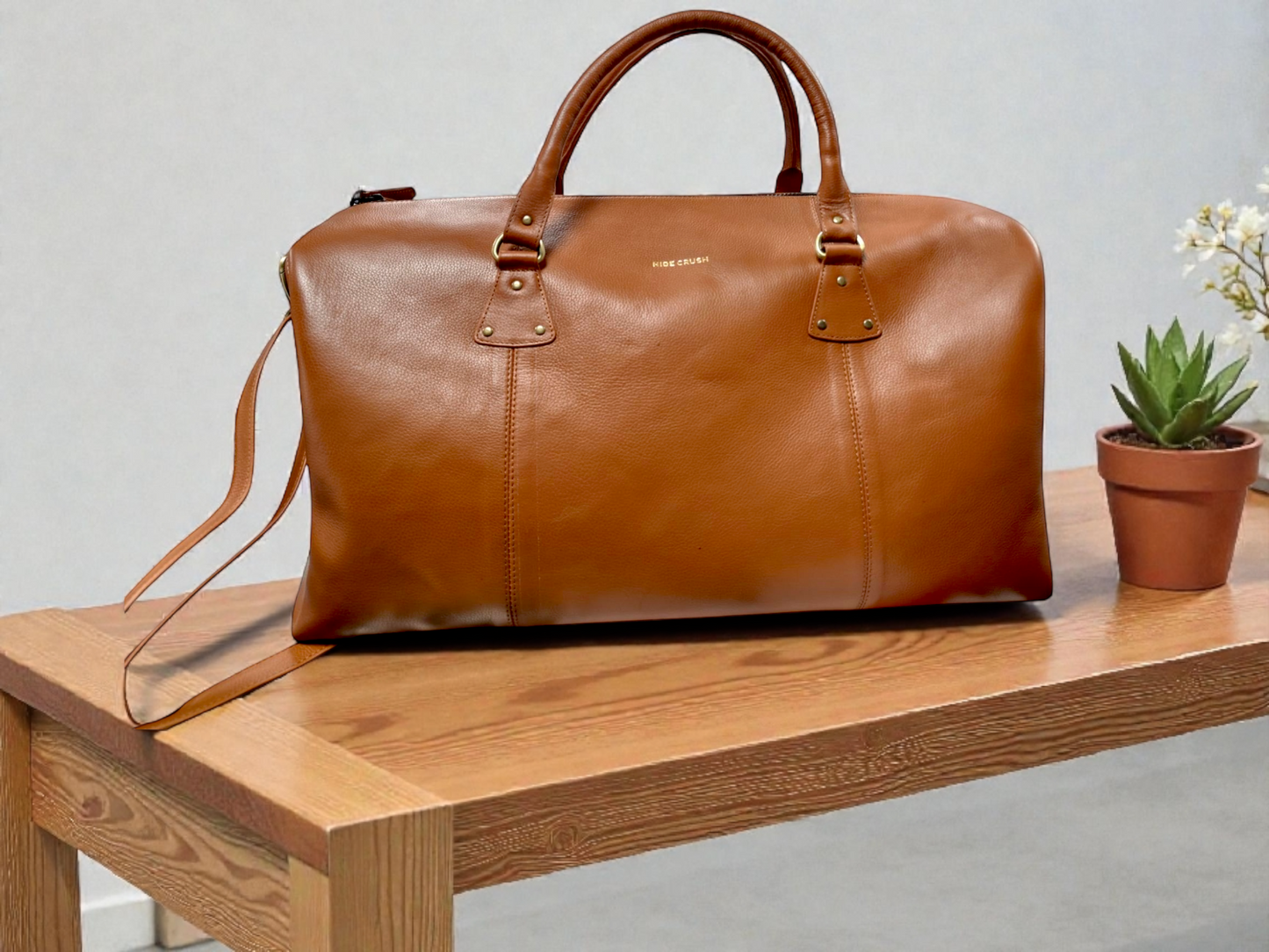 Leather Tan Duffle Bag