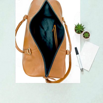 Leather Tan Duffle Bag