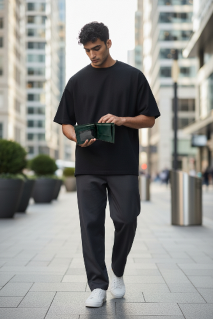 Mens Leather Wallet Forest Green