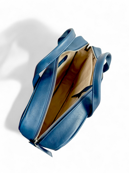 Leather Laptop Bag Navy Blue