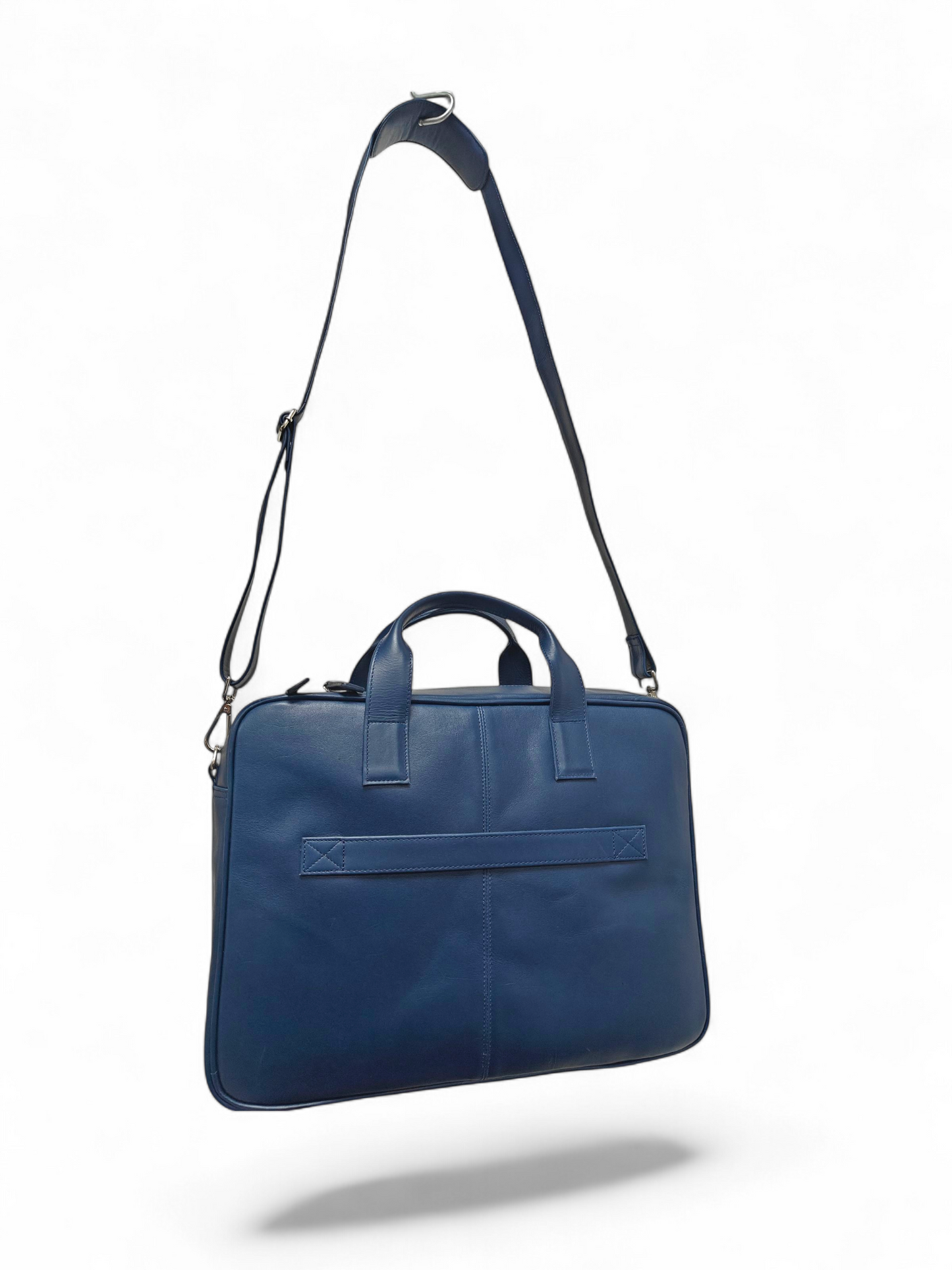 Leather Laptop Bag Navy Blue