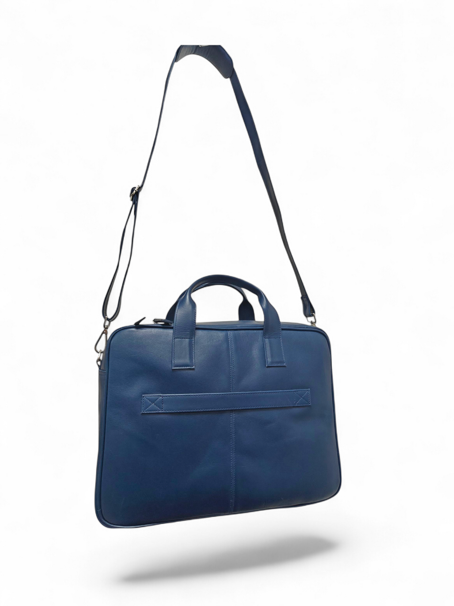 Leather Laptop Bag Navy Blue