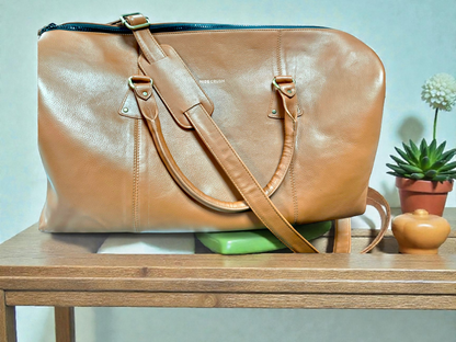 Leather Tan Duffle Bag