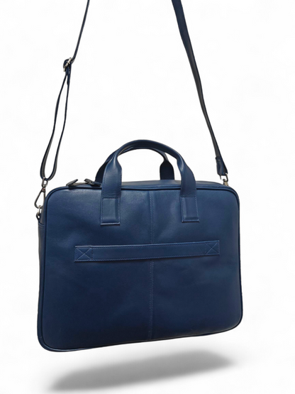 Leather Laptop Bag Navy Blue