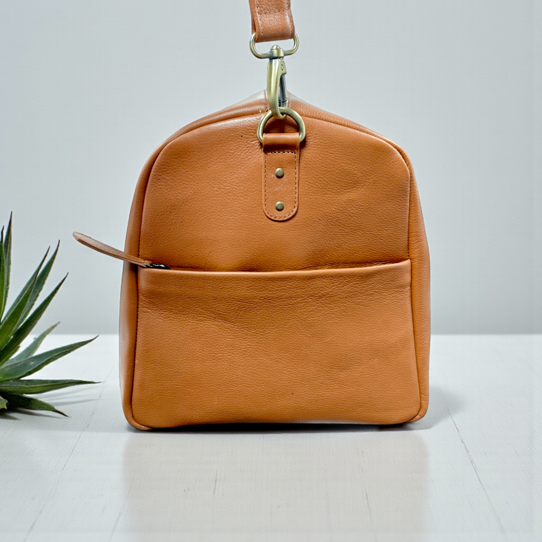 Leather Tan Duffle Bag
